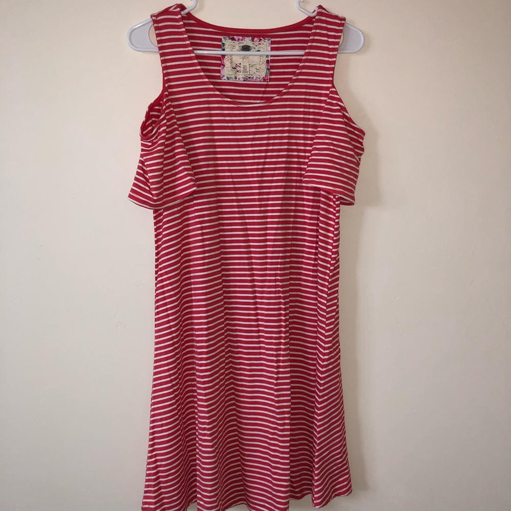 Striped cold shoulder dress
